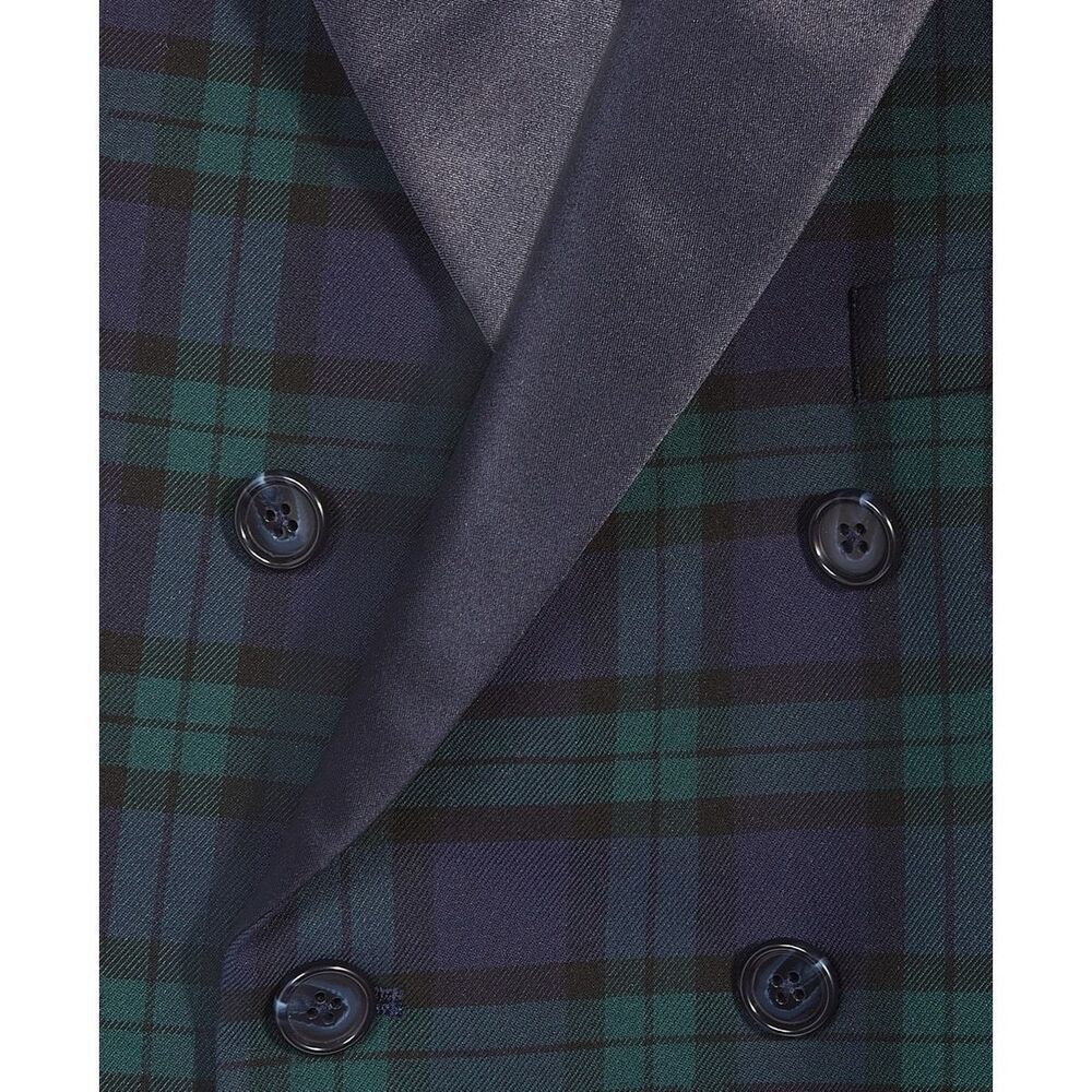 B by Brooks Brothers Youth Plaid Double-Breasted Bamherst Suit Jacket Navy/Green - Picture 4 of 6